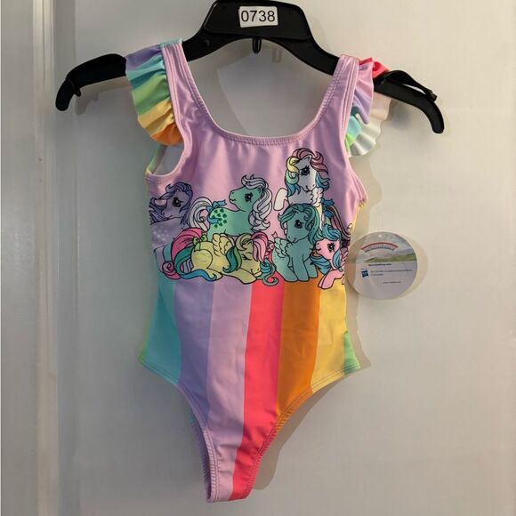 Colorful Rainbow Pony Girls Swimsuit Sz 4/5 - Picture 1 of 3